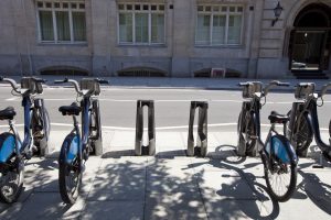 Public Rental Bicycles in a Line, London, UK