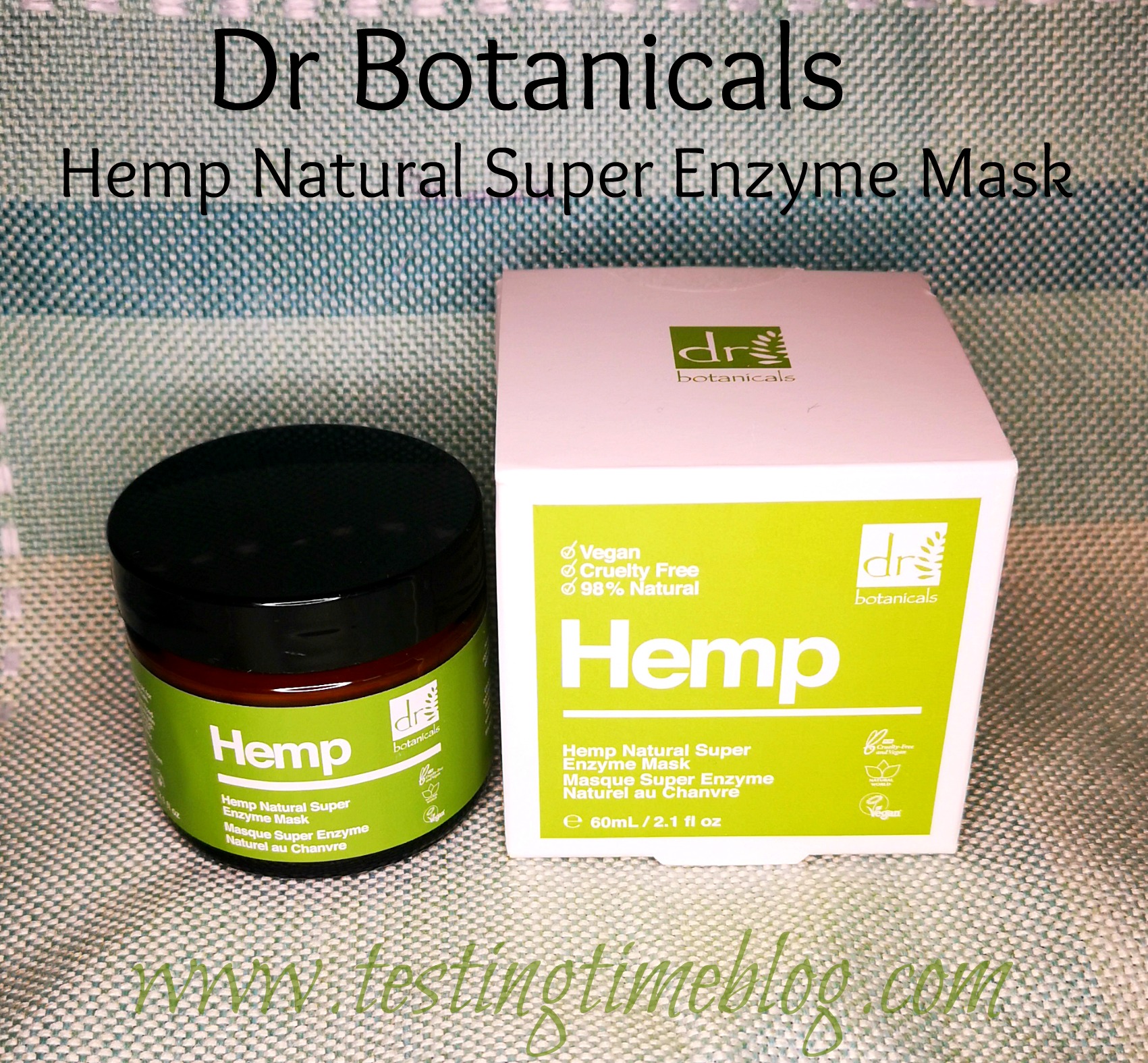 Dr Botanicals Hemp Natural Super Enzyme Mask packaging both the glass jar and cardboard box