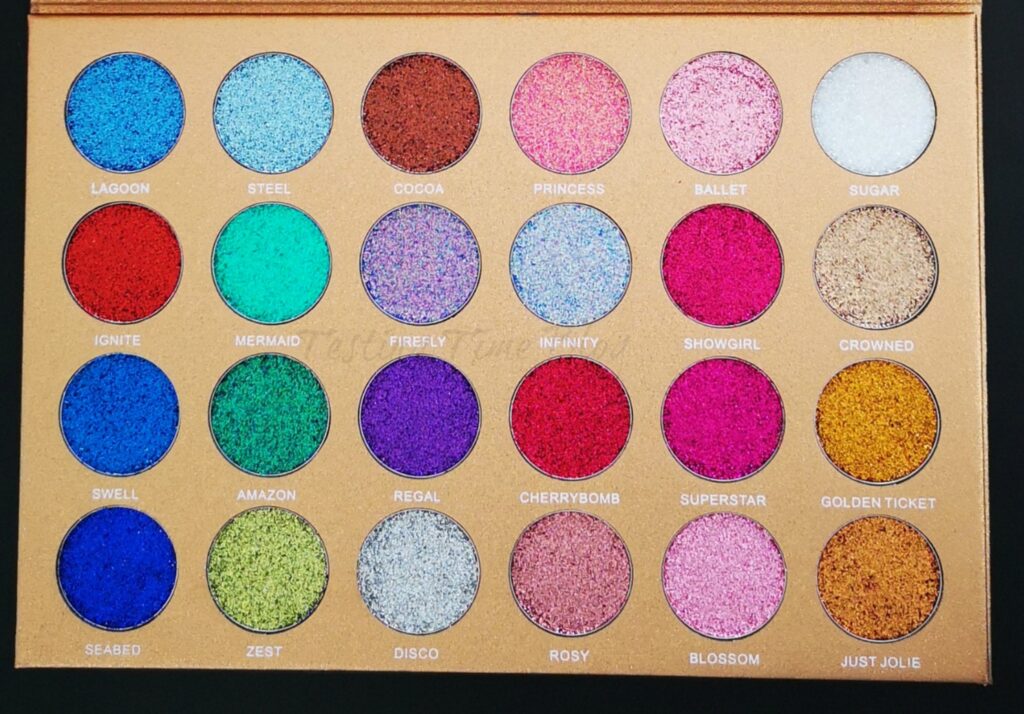Jolie Beauty Bomb Dot Com Palette showing shades in full